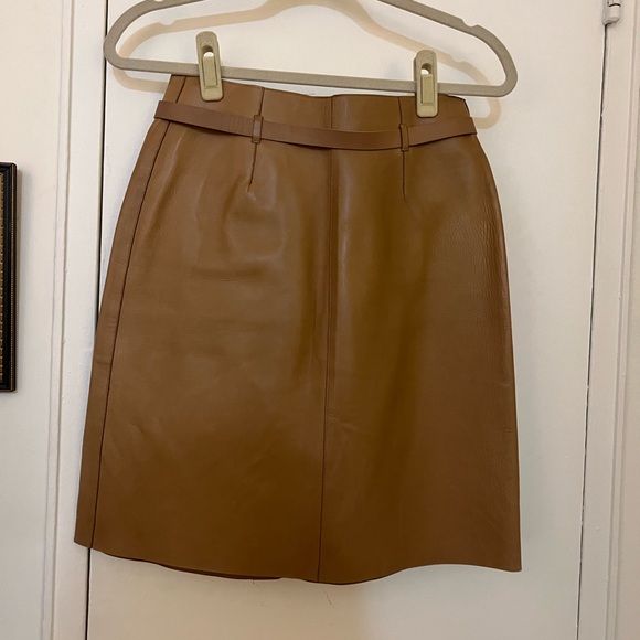 Exquisite Vintage Gucci Rich Tan Leather Skirt XS - Picture 2 of 9